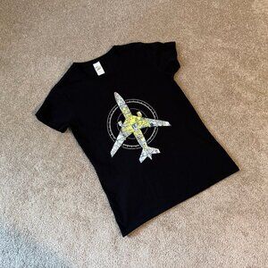 Women’s Black MD-11 Airplane KMEM VFR Chart Pilot Short Sleeve T-Shirt Sz M